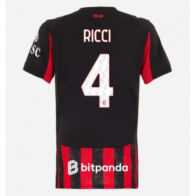 AC Milan Samuele Ricci #4 Domaci Dres za Ženska 2025-26 Kratak Rukav AC Milan Samuele Ricci #4 Domaci Dres za Ženska 2025-26 Kratak Rukav